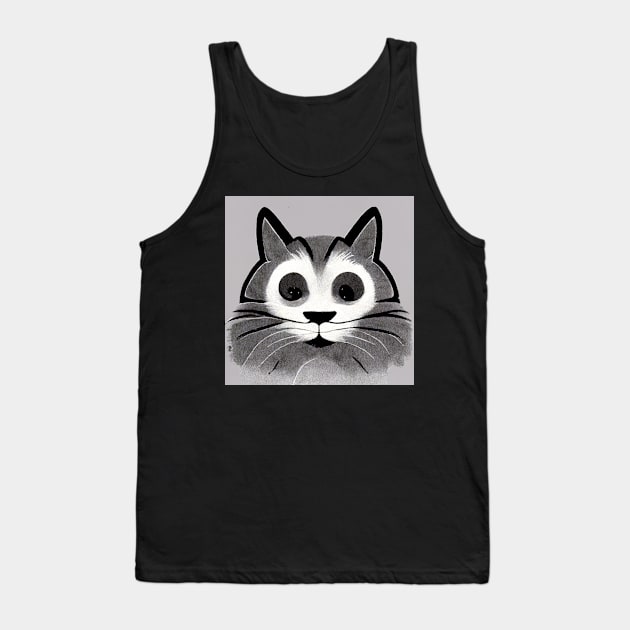 Fluffy grey kitty cat smiling at you. Tank Top by Liana Campbell